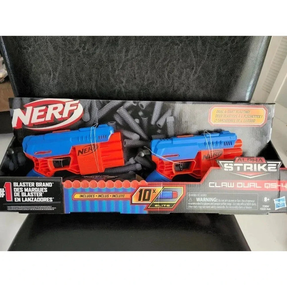 Nerf Alpha Strike Claw Dual QS-4 Blaster 10X Elite Foam Darts Hasbro 8+ - Picture 2 of 8